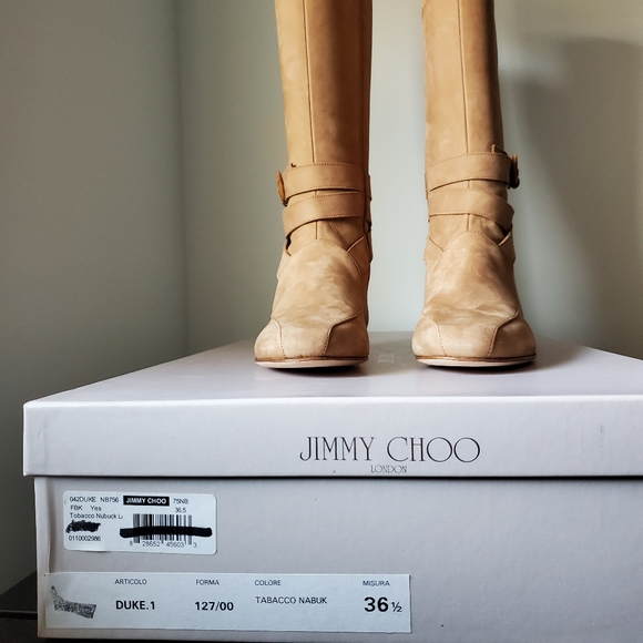 Jimmy Choo Duke - Wood Horn & Suede Boots - Picture 6 of 9